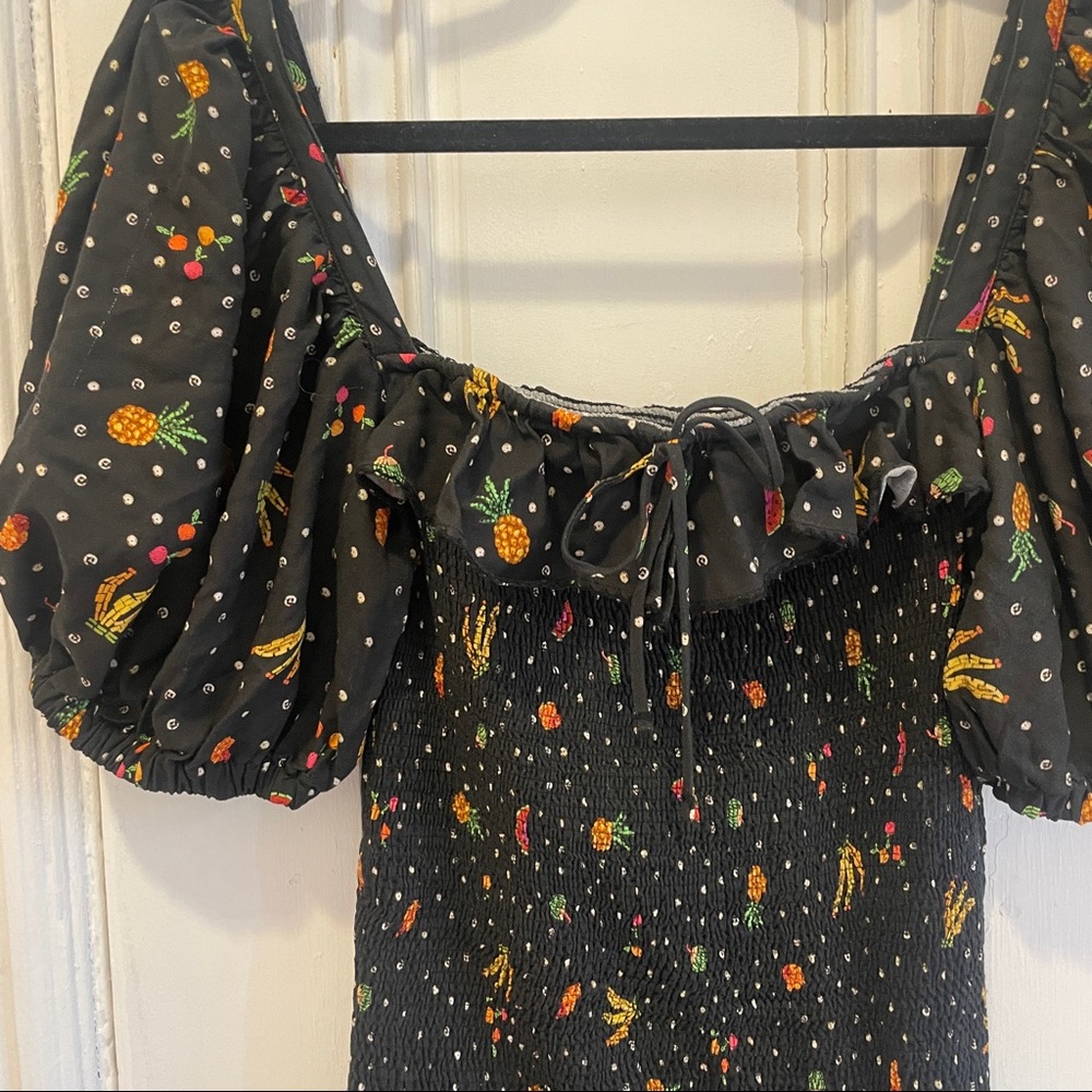 Farm Rio tiny fruits smocked mini dress size medium - Picture 9 of 11